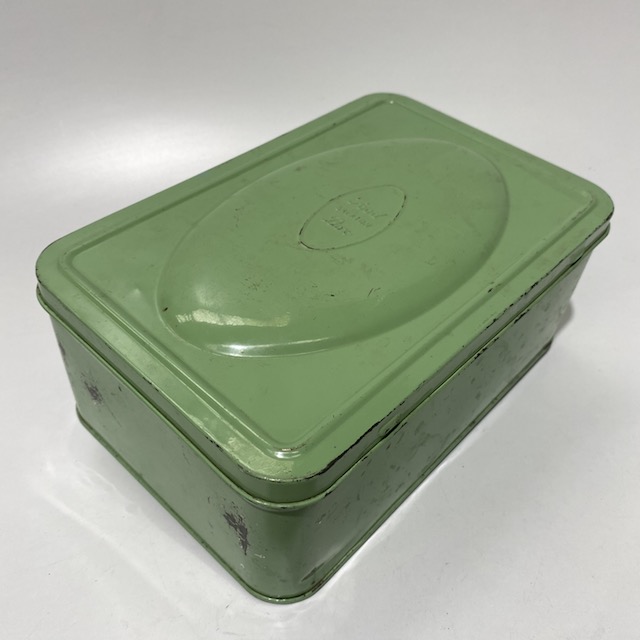 LUNCH BOX, Green Metal Vintage